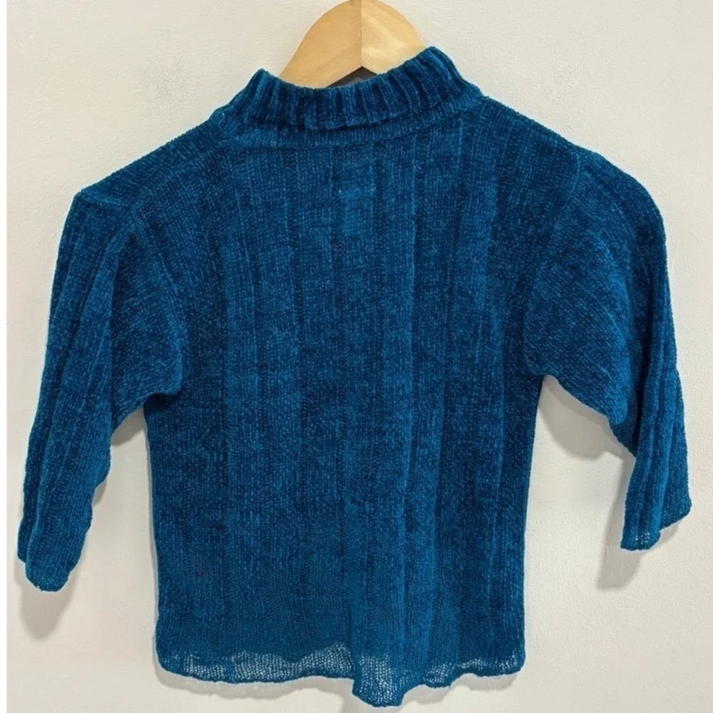 Vintage 1998 Gymboree Kids‎ Teal Blue Mock Neck Ribbed Sweater Size M 3-4